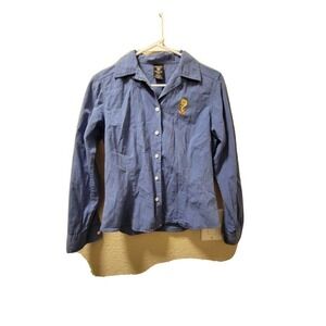 Warner Brothers Studios Womens Long Sleeve Chambray Button Up With Tweety Bird